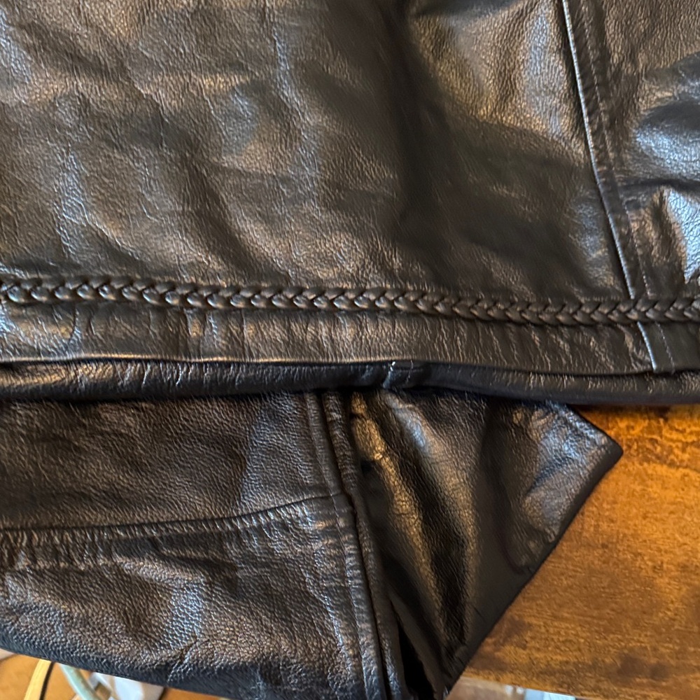 Biker Black Leather Chaps with Buckle by XElement Ladies Size 10 - Picture 4 of 7